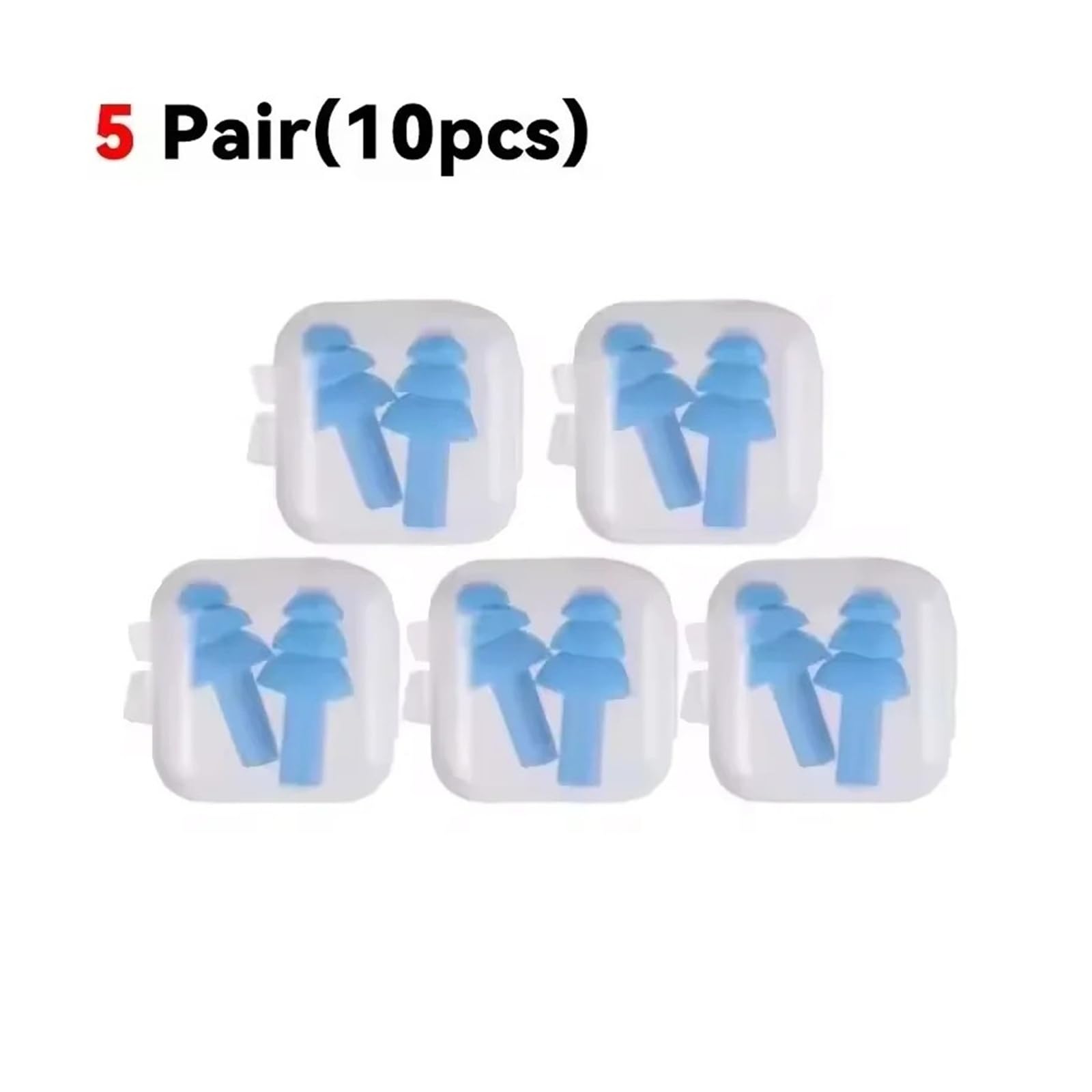 1/25 paires de bouchons d'oreilles en silicone avec réduction du bruit pour dormir et nager, imperméables et réutilisables (5 paires (10 pièces)