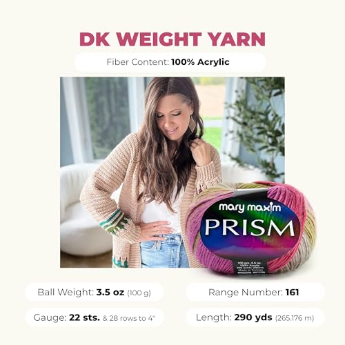 Image of Mary Maxim Prism Yarn, Soft Acrylic Multicolor DK Yarn for Crocheting and Knitting, Light Worsted 3, Ideal for Blankets, Sweaters and Baby Items, 3.5 oz Skein, 290 Yards - Tropics - 1 Skein | Ombre Yarn, 3 Weight, Machine Wash, For Knitting and Crochet, Create Baby Items, Blankets, Afghans, Clothing Variegated Yarn