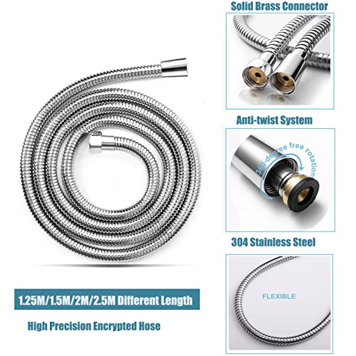 Oupukle Shower Hose 2M, Long Shower Hose, Stainless Steel Shower Pipe Double G1/2" Brass Core Connector Anti-Kink, Anti-Twist(79Inch) - Image 2