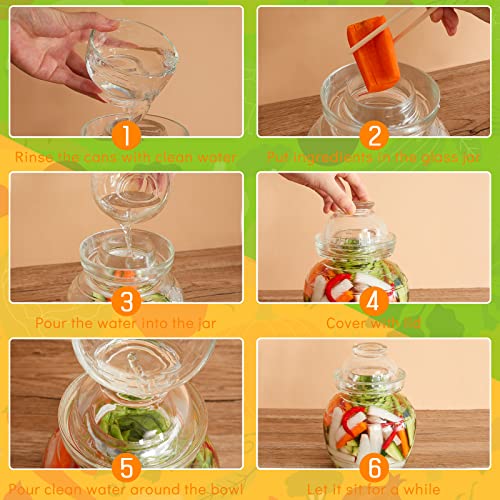 2 Pcs Glass Fermentation Crock Traditional Fermentation Jar Pickle Jar Kimchi Containers Fermenting Pickle Pot Fermentation Tank With Water Seal Airlock Lid For Wine Brewing Sauerkraut Vegetable 1.5 L #TOP5
