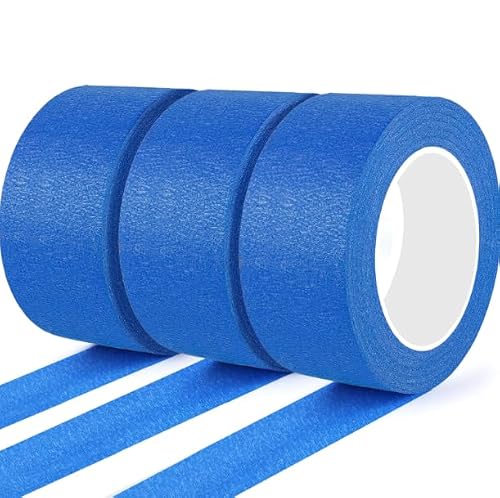 Image of BFHKXW 3 Rolls Blue Masking Tape for Painting, 48mm x 50m Painters Tape, Masking Tape for DIY, Home Renovation & Professional Decoration