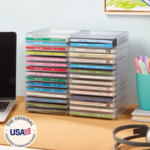 STORi Stackable Clear Plastic CD Organizer with Rubber Feet | Rectangular Jewel Cases Holder Perfect for Theatre Room | Holds up to 30 CD Cases | Made in USA by STORi - Image 2
