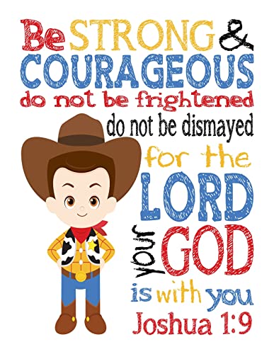 Toy Story Christian Nursery Set of 4 Unframed Prints Woody Buzz Lightyear Jessie and Alien with Bible Verses