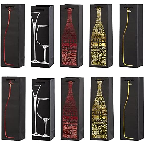 Yzwuyou 10 Pcs Bottle Bag Wine Bags Gift Premium Champagne Bag with Strong Rope Handles, for Christmas Wedding Party Birthday Festival Cover