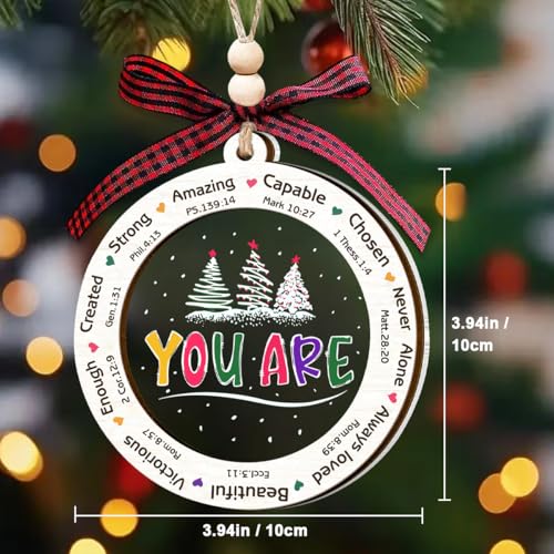 Christian Christmas Ornaments 2026, Wood and Acrylic 2-Layer Design, Religious Ornaments for Christmas Tree, with Lanyard and Bow, Christian Gifts for Women, Faith Gifts — view 4