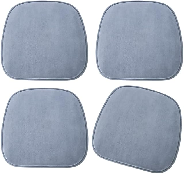 baibu 4Pack Kitchen Chair Pads, Memory Foam Chair Seat Cushion Non Slip Velvet Dining chair cushions for Home Kitchen Office Outdoor Seats (4Pack,15" X 16",Gray)