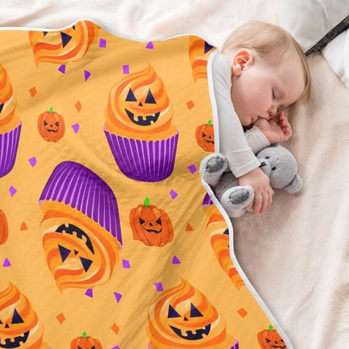 Burbuja Halloween Cupcakes Baby Blanket for Boys Girls, Nursery Soft Warm Swaddling Receiving Baby Blankets, 30x40 in Toddler Blanket4