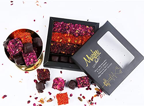 Luxe Turkish Delight Pistache Assortiment 25 st, 360g Chocolade, Rozenblaadjes, Saffraan, Zereshk, Granaatappel Smaak… - Image 3