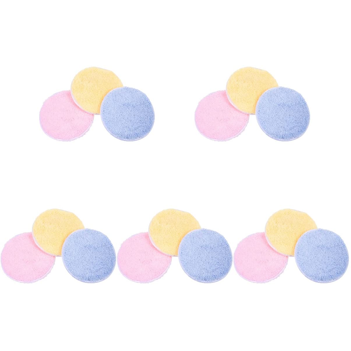 FRCOLOR 15pezzi Spugne Struccanti Rotonde Accessori Per Trucco Lavabili e Morbide Per La Pulizia Del Viso e Make-up Quotidiano