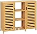 VIAGDO Kommode Sideboard, Bambus Beistellschrank, Küchenschrank, Schrank mit 2 Lamellentür und offenen Fächern, für Esszimmer, Wohnzimmer, Küche, Flur, Badezimmer 87x99x33 cm(HxBxT)