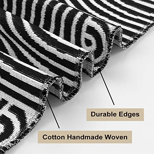 Tiffasea Washable Runner Rug 2' X 5', Cotton Woven Kitchen Runner Rug Entryway Rug Black And White Rug Indoor/Outdoor Rugs Throw Rugs Modern Area Rug For Hallway Bedroom Laundry Room #TOP1