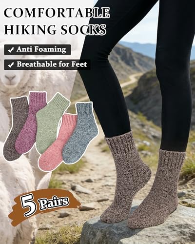 Image of Loritta Wool Socks for Women, Winter Warm Hiking Boot Socks Gifts