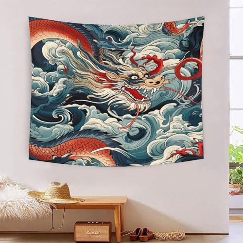 Grand tissu mural dragon 3D 180cmx230cm lavable et infroissable