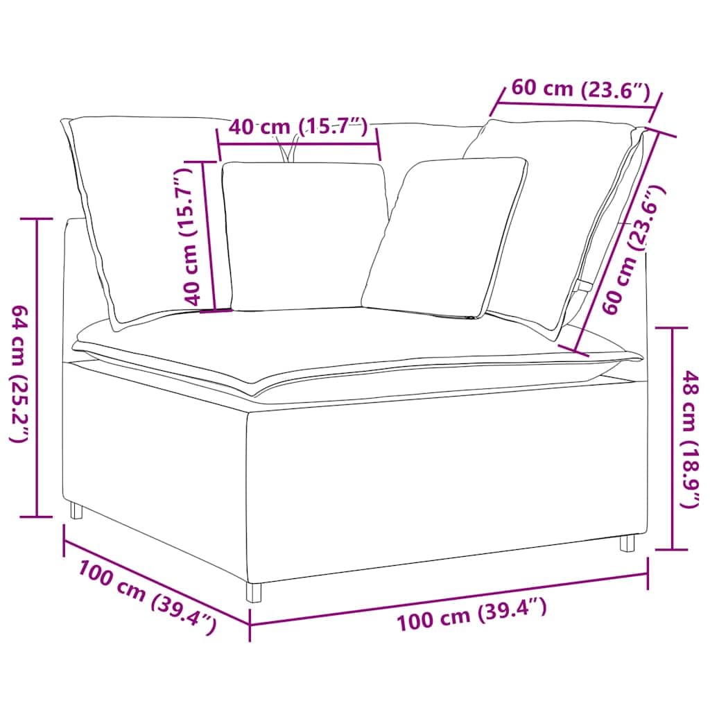 Divano angolare modulare grigio nuvola con cuscino 100 x 100 cm, imbottitura in tessuto, struttura in metallo, altezza seduta 48 cm, versatile per soggiorno, lounge e relax