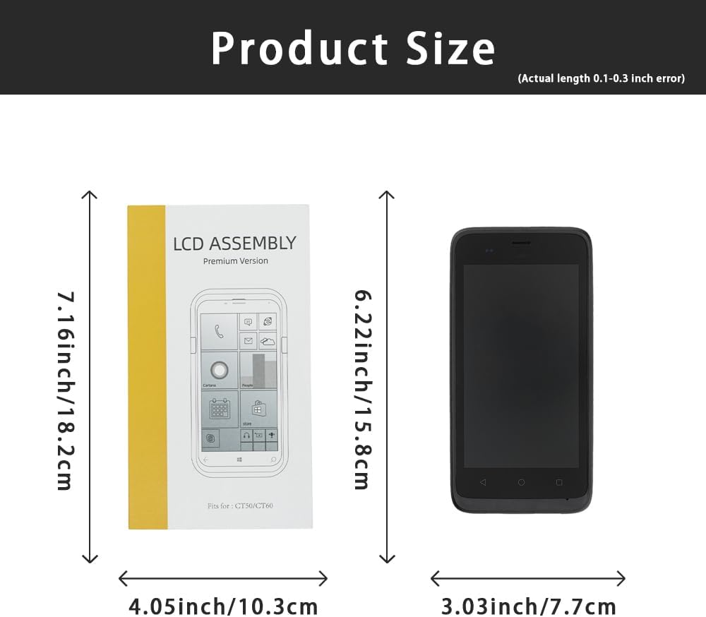 LCD Screen with Touch Digitizer and Front Cover for Scanpal EDA51 Barcode Scanner Handheld Mobile Computer