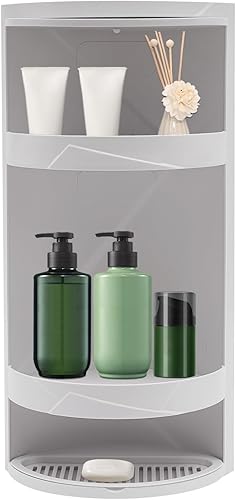 Estantes de almacenamiento de mesa, estante organizador de escritorio de 3 niveles con puertas giratorias de 360°, estantes esquineros