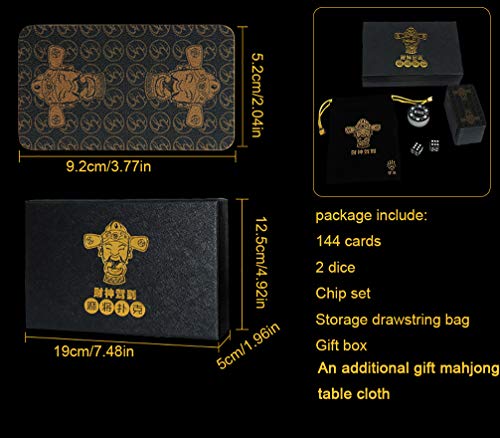 144 cards Travel game set Accessories,Chinese Mahjong (Mah Jong, Mahjongg, Mah-Jongg, Mah Jongg, Majiang) Playing Cards game,Waterproof Mahjong card with Gift box,Best Gift for majhong lover and begin