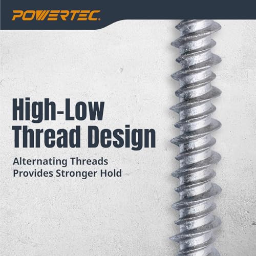 Image of POWERTEC Cement Screws #8 x 1-1 /4″, Ruspert Coated Concrete Screws with T25 Torx Star Drive Bit - High-Low Thread Masonry Screws for Cement Board, Concrete & Brick, 200-Pack (72319)