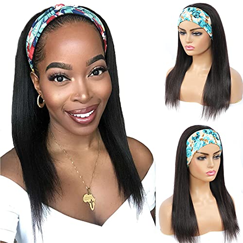 Headband Wigs Straight Human Hair Wigs 100% Brazilian Virgin Hair None Lace Front Wigs Human Hair Headband Wigs for Black Women 150% Density (18 Inch, Natural Color) Headband Wigs Straight Human Hair Wigs 100% Brazilian Virgin Hair None Lace Front Wigs Human Hair Headband Wigs for Black Women 150% Density (18 Inch, Natural Color)