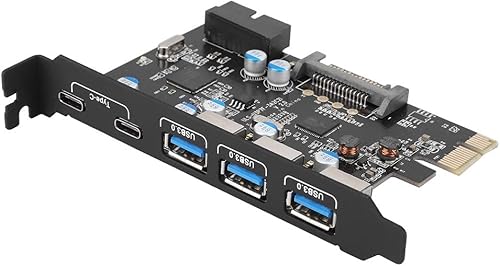 ASHATA 5-Port USB PCIe Express Controllerkarte, USB 3.0/Type-C zu PCI-E Erweiter