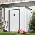JAXPETY 4' x 6' Ft Outdoor Storage Shed, Metal Tool Shed with Vents, Lockable Door, Organizer House for Garden Backyard Patio Lawn, Weatherproof, White