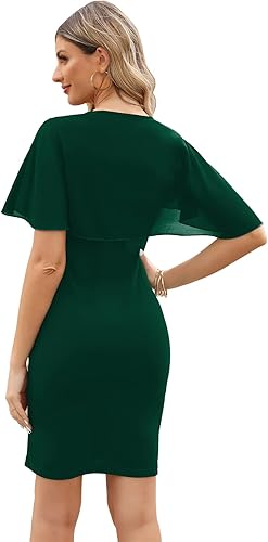 Miniatura 2 de HELYO Vestido de gasa para mujer, elegante, cuello redondo, fiesta de noche, vestido corto de cóctel, vestido de tubo ajustado 891