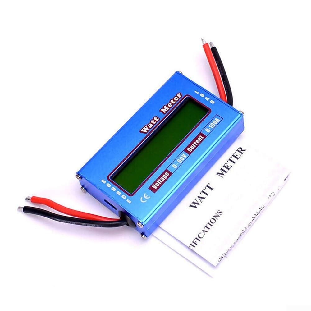 Analyseur de batterie CC 60 V 100 A Wattmètre testeur de tension en métal pour panneau solaire et circuit RC Mesure de performance avec courant et suivi Faible résistance Bleu