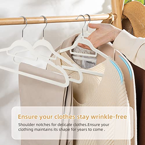 Velvet Clothing Hangers Non-Slip White Suit Hanger Space Saving Clothes Hanger Heavy Duty Adult Hanger Hangers with 360°Swivel Hook 20 Pack by JohneyRulu - Used condition - Image 4
