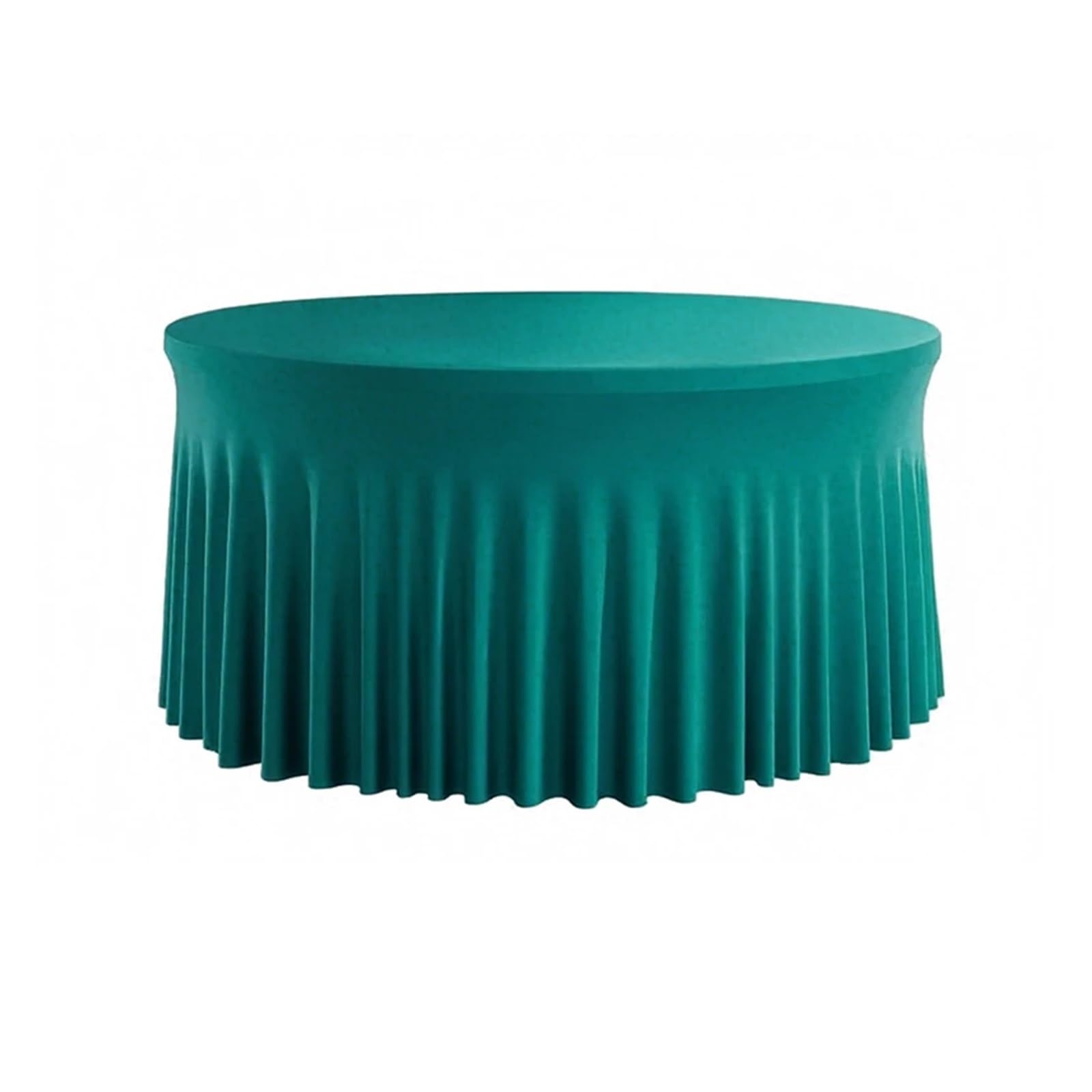 SHBHWS Pleated Wave Spandex Round Tablecloth Elastic Skirted Cover for Banquet Wedding Stain-Resistant for Wedding Banquet(Peacock blue,4FT 122CM ROUND)