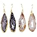 SUNYIK Natural Quartz Geode Agate Slice Dangle Earrings,Dark/Light Color Crystal Druzy Pack of 2