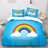  Lavable en Machine Housse Couette Arc en Ciel Microfibre Housse Couette 140X200 avec 2 Taies d\'oreiller 65X65Cm Parrure De Lit 140X200Cm