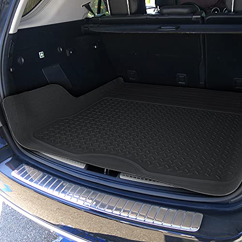 Spec-D Tuning Universal Fitment 5 Piece Black Heavy Duty All Weather 3D Rubber Floor Mats Front + Rear + Trunk Truck Suv #TOP2