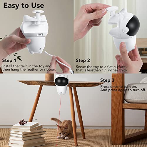 Konpcoiu Automatic Cat Toys, Indoor Laser Toy, Cats Exercise Toy Laser, Interactive Kitten Stimulation Electronic Feathers For Cats, Rechargeable Toys Gift For Cats/Kitty/Dogs, 1800 Mah Batterry #TOP6