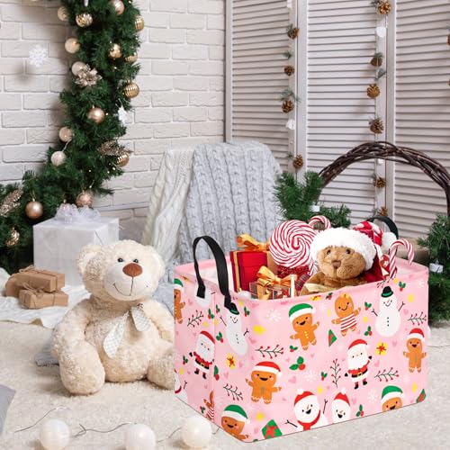 Image of Rectangular Christmas Basket Storage Bin Collapsible Nursery Hamper Book Shelf Basket Xmas Party Box