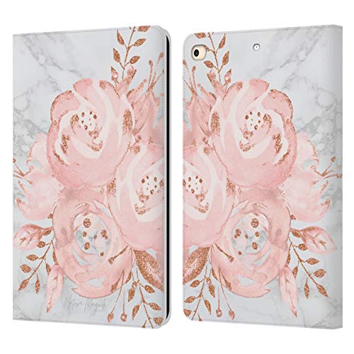 Étui iPad 9.7 2018 portefeuille cuir fleurs paillettes housse de protection antichoc
