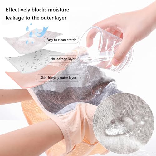 ZJHTK 6Pcs Cotton Incontinence Underwear for Women, Middle Waisted Panties for Women over 60, Reusable Protective Briefs2