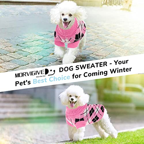 Morvigive Rhombus Knit Small Dog Sweaters, Turtleneck Puppy Jumper Warm Kitten Pullover Sweater For Cold Weather, Dogs & Cats Soft Sweatshirts Boys Girls Pet Knitwear Clothes For Fall Winter Black Xl #TOP5