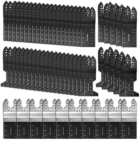 Littlegrass 60 Pack Professional Upgrade Wood/Bi-Metal Oscillating Saw Blades Universal Quick Release Multitool Tool Blade Japan Tooth for Bosch, Craftsman, Fein, Ridgid, Tch, Makita