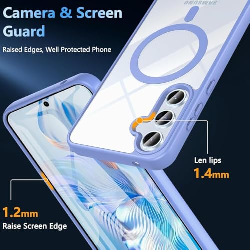 Image of DIZORO Samsung S25 Plus Case,Compatible with MagSafe, Non Yellow Military-Grade Drop Protection & Hard PC Back Cover Slim Transparent Anti-Scratch Shockproof Phone Case(Official Blue)
