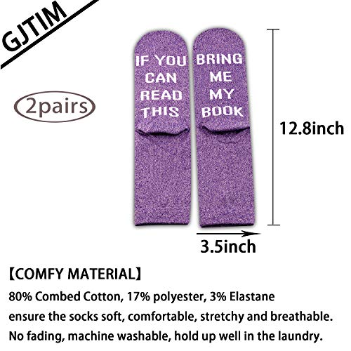 GJTIM 2PAIRS Funny Reading Book Theme Socks If You Can Read This Bring Me My Book Reading Lover Gift for Her2