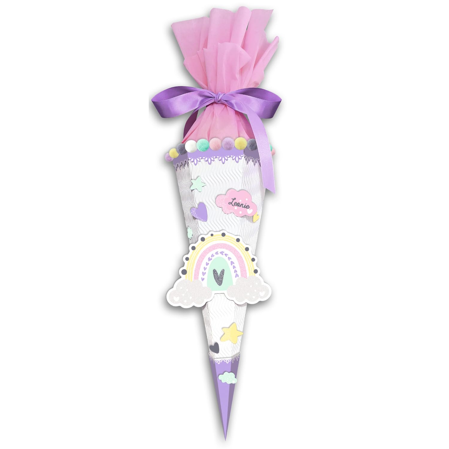 Ursus Easy Line Mini Cono Scuola Arcobaleno Viola 6 Lati Cartone Ondulato 3D pretagliato 41 cm 15 cm