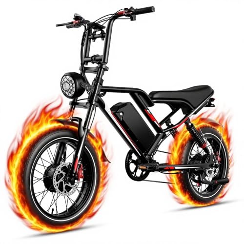 Bicicletta Elettrica,Potenti Doppi Motori,48v 17.5AH Doppia Sospensione Pneumatica 50.8CM,Distanza Guida