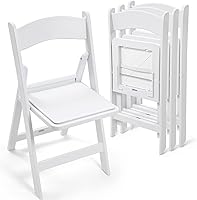 FairySandy 4 Pack White Plastic Folding Chairs - Padded PVC Seats, 1000 lbs Capacity, Foldable Resin Chairs for Indoor Outdoor Events Parties Kitchen Garden