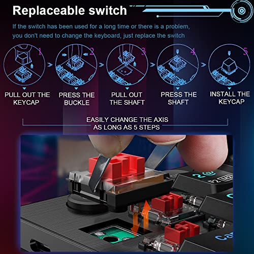 Redragon Sion K653 Rgb Ultra-Thin Wired Mechanical Keyboard With Programmable, Low-Profile Slient Linear Red Switches, Hot-Swap, For Gaming And Typing, Includes White And Black Keycaps #TOP3