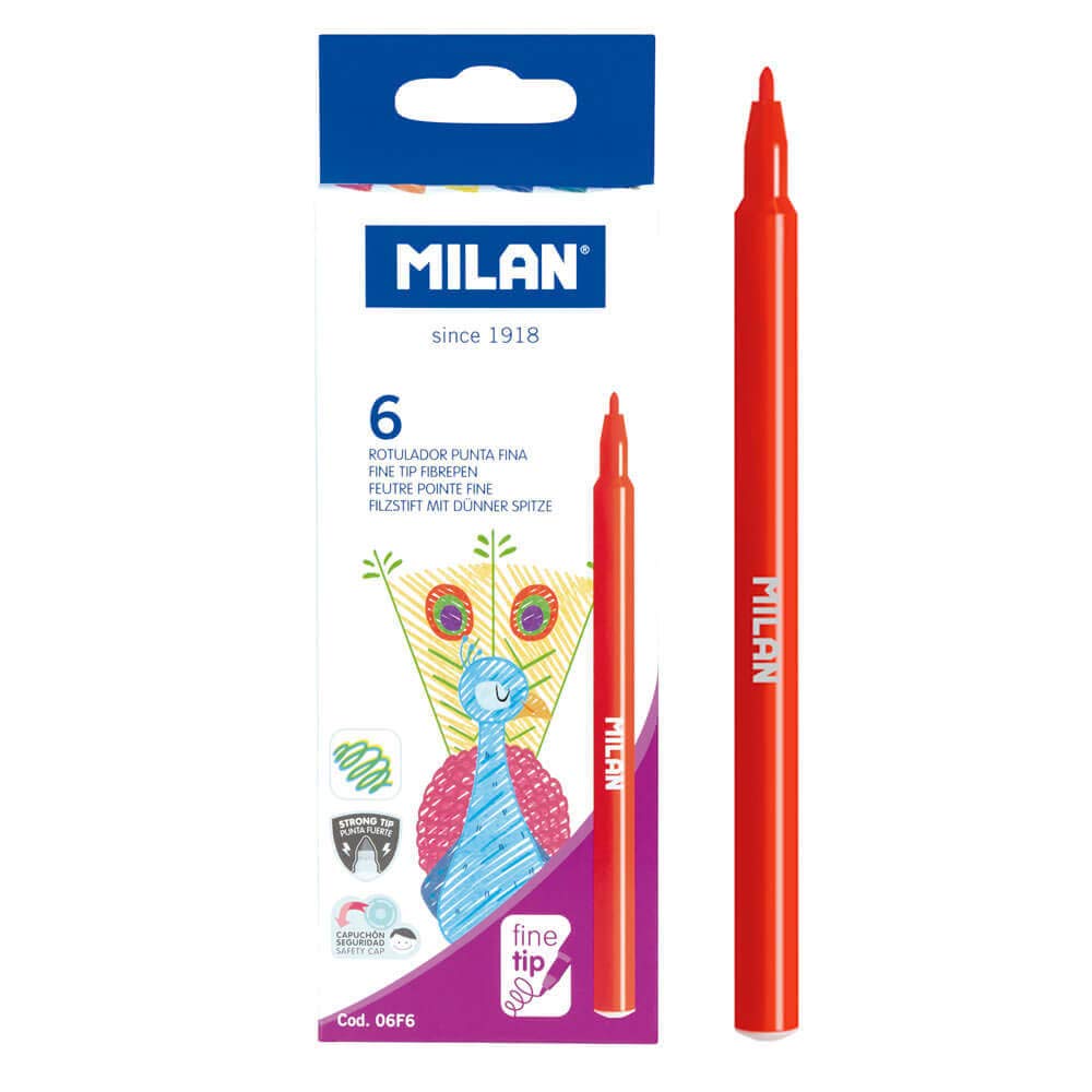 MILAN Box of 6 fine tip pens