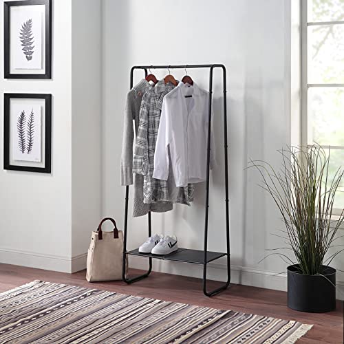 image for SunnyPoint Freestanding Clothes Garment Rack, Organizer Closet (BLACK)