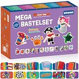 Smowo® Mega Bastelset 2000 Teile mit kreativer Anleitung - Bastelbox Mix - Bunte Bastelbedarf Box zum basteln für Mädchen und Jungen