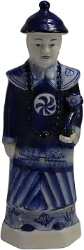 Hand Painted Blue and White Antique China Flower Small Porcelain Figurines Qing Dynasty Ceramic Chinese Emperor Statue Traditional Home Decor Table Accessory Small - Yongzheng