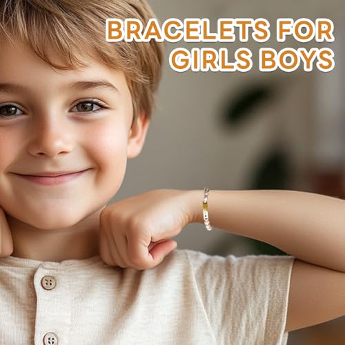 Personalized Baby Name Bracelets, Toddler Pearl Bracelet, Adjustable Braided Bracelets, 18K Gold Plated Custom Name Id Bracelet for Baby Girl, New Born Birthday Gift3