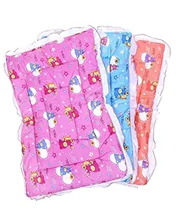 Teri Beri Baby Products Handicraft Set of 3 Swaddles Pieces Cotton Lacy Sheets for Newborn Babies (Colours Vary Multicolour)